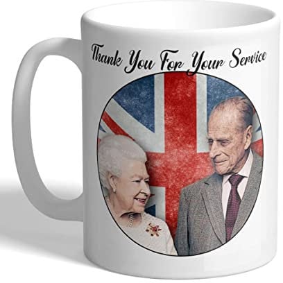 I Love Mugs - Thank You for Your Service - Queen Elizabeth II & Prince Phillip - Mug, Ceramic, 11fl.oz.