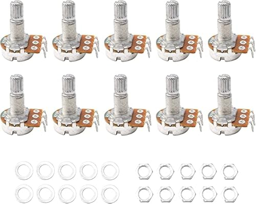 Pxyelec Guitar Potentiometer Audio Pots A250K OHM Replacement Pack of 10, Shaft Base Dia 16.5mm