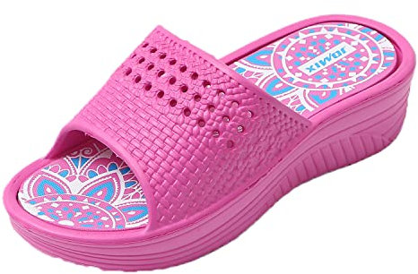 JOMIX Ciabatte Donna Estive Comode con Zeppa - Ciabatte Gomma Morbida per Mare, Casa, Piscina e Spiaggia (Fuxia, 41)