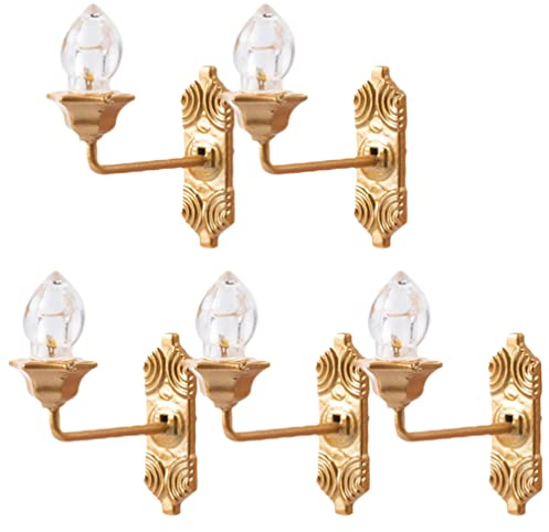 Cabilock 5 Stücke Puppenhaus Lampe Beleuchtung Mini LED Wandleuchte Modell Puppenhaus Wandlampe Lichter Miniatur Möbel für 1:87 Puppenhaus Mikro Landschaft Fee Garten Zubehör