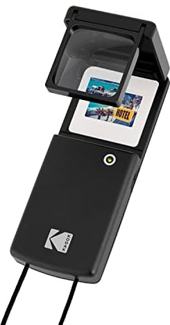 KODAK Ingrandimento illuminato Slide Viewer, compatto portatile 1,8 x retroilluminazione a LED per vetrini vintage da 35 mm, funzionamento a batteria, cordino da collo incluso