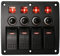 ELING 4-Gang-LED-Boot-Wippschalter-Panel, 12 V, 24 V, wasserdicht, Ein-/Aus-Funktion für Auto, Anhänger, Yacht (4-Gang, rot)