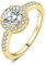 JewelryPalace Klassisch Rundschliff 1ct Zirkonia Halo Promise Ring Damen, Schmuck Set, Verlobungsring Damenring Silber 925 mit Stein für Frauen, Simulierte Diamant Jubiläum Eheringe Vergoldet 50