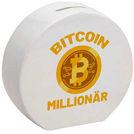 Bitcoin Millionär Spardose mit weißem Hintergrund und Kryptowährung EIN dekoratives Sparschwein für Trading-Experten Kryptowährung Sparbüchse Investieren sparen