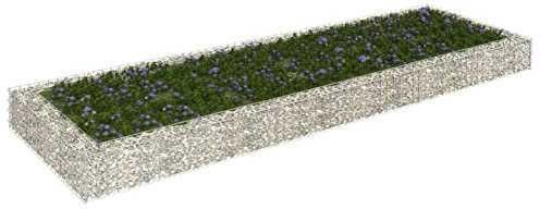 JUNZAI Lit surélevé à Gabion Acier galvanisé 300x100x20 cm,Lit Surélevé à Gabion,Gabion Jardiniere,Clôtures Décoratives Jardin