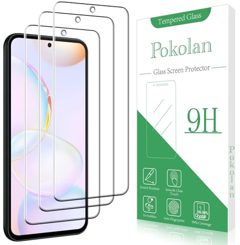Pokolan Lot de 3 Verre Trempé pour Samsung Galaxy A54 5G | Film Protection écran Anti Empreinte, Anti Rayures, Sans Bulles, Dureté 9H, HD Vitre Protecteur