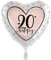 Folienballon 20. Geburtstag Ballon Zahl 20 -Made in EU - Luftballon 20 Geburtstag Rosa Creme Herzballon 20 Happy Birthday, Helium geeignet