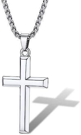 Supcare Kreuzkette für Herren Dreidimensionaler Kreuzanhänger Halskette mit Kreuz Anhänger Edelsthal Männer Kette Kreuz Christen Cross Necklace Personalisiert Modeschmuck für Vater