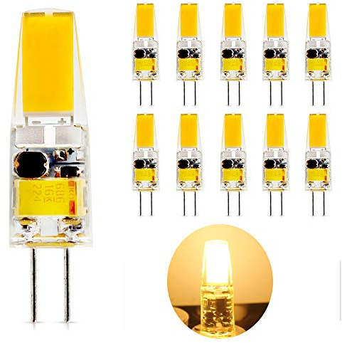 Mengjay 10 Stück G4 LED Cob Lampe, Ersatz für 25W Halogenlampen,12V AC/DC 2.5W, 3000K Warmweiß LED Birnen, 200Lumens LED Leuchtmittel