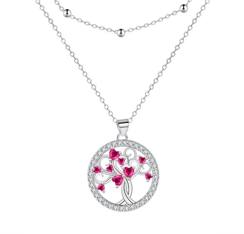 Arrebol Collana Albero della Vita Donna Argento Sterling 925 Collana Ciondolo,Regalo di Natale Originale per Madre Moglie Figlia - Regolabile |45cm+5|