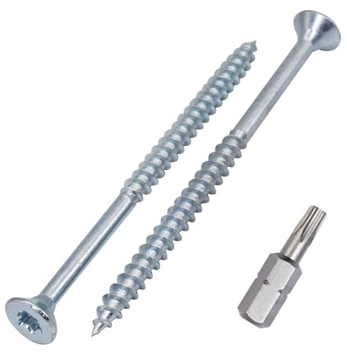 SKIR'CO (200 uds) Tornillos para madera de acero galvanizado 4,0 x 70 mm, Torx de cabeza avellanada, tornillos para aglomerado, parcialmente roscados