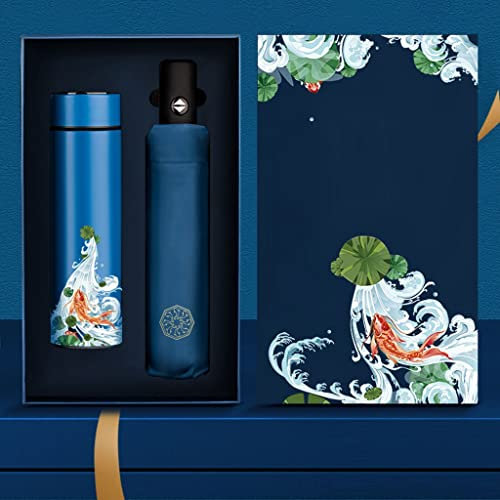 CASOTA Water Bottle Stainless Steel Vacuum Flasks Men Women Insulation Bottle Water Cup Cool Umbrella Stainless Steel Business Gift Box Lovers Water Bottle