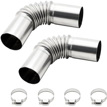 Hioph 2pcs Stainless Steel Exhaust Pipe Elbow Connector, 24mm Diesel Heater Exhaust pipe Connector with 4 Stainless Steel Clamps Diesel Heater Parts