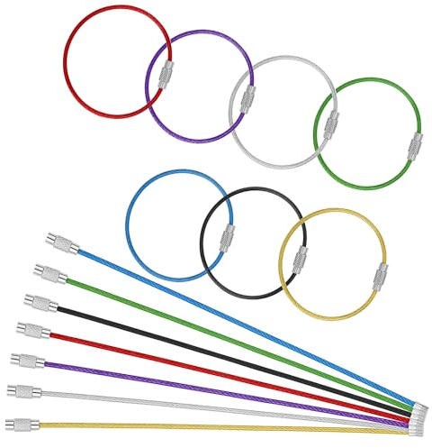 14 Pcs Stainless Steel Wire Keychain 15&20 Cm Cable Wire Key Ring Cable Key Ring Flexible Key Ring Metal Luggage Tag Loops Loop Keychain Locking Key Ring Secure Key Ring for Luggage Tag Keeper Travel