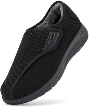 FitVille Weit Hausschuhe Winter Damen Warme Lamm Slipper gefüttert Schwarz 41 EU Weit