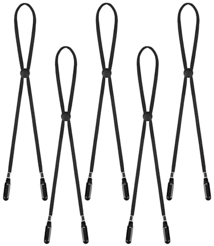 Molain 5 Stück Verstellbare Hutbandclips, Elastische Hüte Abnehmbares Kinnband, Winddichte Hutschnurclips Anti-Verlust-Mützenbandclips für Golfen Bootfahren Angeln Hut Outdoor(schwarz)