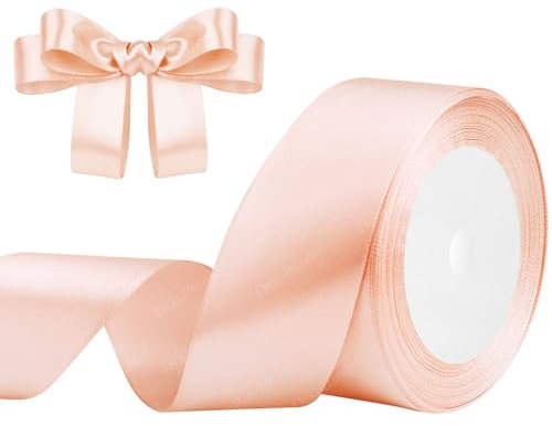 Ruban de Satin Champagne Rose 40mm x 23m Champagne Rose Ruban Cadeau Ruban de Satin pour L'emballage de Cadeaux, Bricolage, Couture, Décorations de Mariage, Décorations de Noël