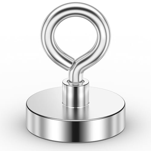 VNDUEEY Magnete Stark, 90kg Neodym Magnet, Groß Sehr Starker Magnet, Angelmagnet, Hochleistungsmagnet Ideal für Entferner, Magnet Fischen, Shop, Heben, Pick Up, Bergung, Metallsuche, Lawn -45mm