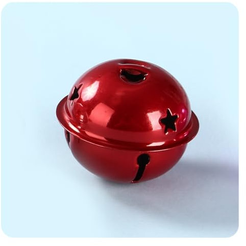 Hrlace Glöckchen Große 5 cm Weihnachtsglocken zum Basteln Farbige Glocken Stern-Metallglocken Riesige Jingle Bell Bunte Charms Craft zum Basteln, Weihnachten, Festival, Heimdeko Rot 10 Stück