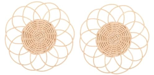 Ciieeo 2 Pièces Dessous de Verre en rotin sous-Verre décoratif Dessous de Verre en Osier sous-Verres en rotin Décoration de Table en rotin sous-Verre pour Table à Manger