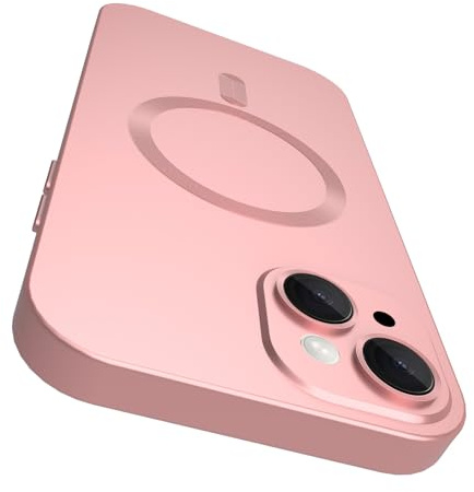 VCGFJD Magnetic for iPhone 14 Plus Case with Camera Lens Protector [Compatible with Magnetic], Matte Metallic Lustre Slim Soft TPU Bumper Shockproof Phone Case for iPhone 14 Plus 6.7 -Pink