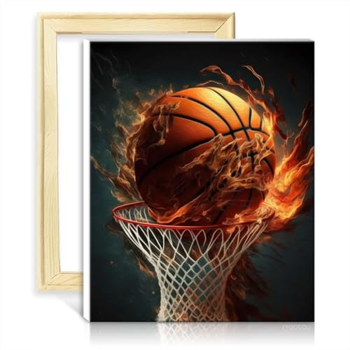 TANGFEIY Malen nach Zahlen auf Leinwand, Basketball, DIY, Malen nach Zahlen, Acrylzahl mit Pinseln, Bild für Heimdekoration, Geschenk, DIY-Rahmen (40 x 50 cm)