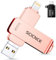 SCICNCE Chiavetta USB da 512 GB per iPhone, per foto, video, Plug and Play, non richiede applicazione, compatibile con iPhone, iPad, Android e computer (oro rosa)