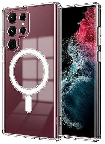 Magnetic Clear Case for Samsung Galaxy S23 Ultra, Compatible with MagSafe Wireless Charging, Shockproof Protection, Anti-Scratch Non Yellowing Transparent Clear Phone Bumper Cover (S23 Ultra)