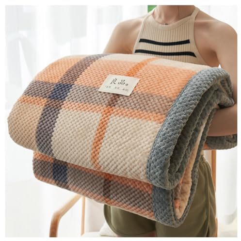 Ergocar Grande Couverture Douce Moelleuse Chaude En Velours à Double Face - Motif à Rayures à Carreaux - 70,86 × 78,74 Pouces (180 × 200 Cm)