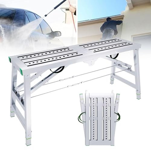 Piattaforma di lavoro regolabile in altezza – Ponteggio pieghevole portatile per la pulizia del soffitto, pittura, lavaggio auto – scala a torre multiuso