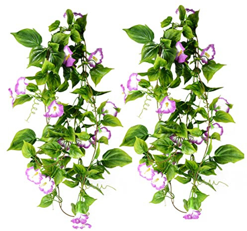 HOLIDYOYO 2stücke Künstliche Ranken Hängend Prunkwinden Aus Seide Grüne Pflanzen Künstlich Für Wandzaun Treppe Outdoor Nutzung Dekoration Violett