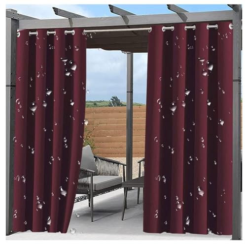 Cortina para Exterior 2 Piezas Cortinas Exteriores Impermeable Protección Solar Cortinas para Balcones Pérgolas Porche Puerta Patio con Ojales Cortinas de Privacidad Rojo An282×Al120cm(2 Piezas)