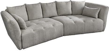 Riess Ambiente Modernes Big Sofa ROYAL - grau - 295cm - Bouclé Federkern XXL-Couch inkl. Kissen Couch Wohnlandschaft