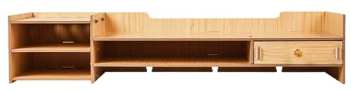 Monitor Holder, Ergonomic Wooden Monitor Stand, Desk Shelf for Laptop, PC, Keyboard and Office Accessories, Screen Stand for Home Office, Study, Dorm