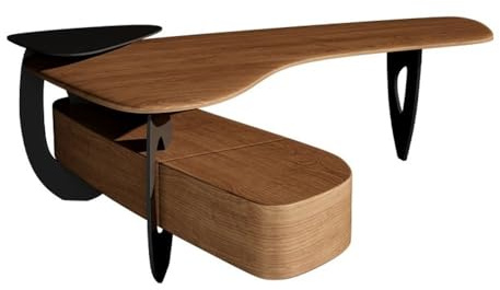 ZENGXJYCQINGJIANG Gaming Desk Modern Luxuty Ash Wood Executive Office Desk, Large Corner Writing Table Workstation with Side Cabinet(S)