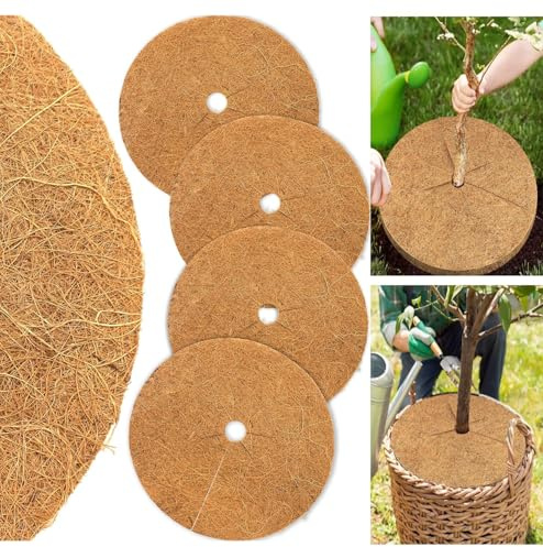 4 Piezas Estera de Coco Protección 30cm Disco Fibra Coco para Proteger Las Plantas en Maceta del Frío Invernal