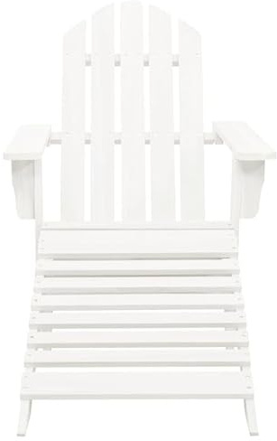 Eleganz Fauteuil de jardin, avec repose-pieds, en bois dur et pin, blanc, pour terrasse et balcon, durable et résistant aux intempéries, confortable, avec repose-pieds réglable