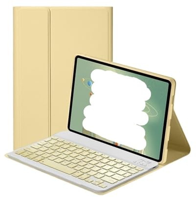 NFQZAWSKX Weiche Anti-Drop-Schutzhülle, geeignet for iPad Air 13 Zoll 2024(Yellow+Keyboard)