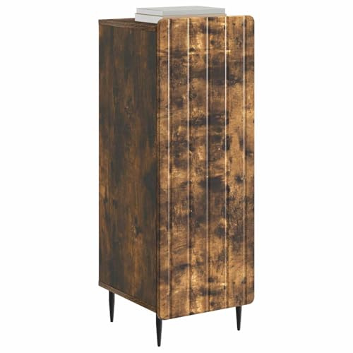 vidaXL Sideboard Geräucherte Eiche 34,5 x 33 x 92 cm Holzwerkstoff, Moderner WohnZimmerschrank, praktische Stauraum-Lösung, rechteckiges Design, minimalistisches Holz