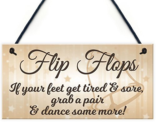 RED OCEAN Flip Flop Grab A Pair And Dance Wedding Prop Hanging Plaque Decoration Gift Sign