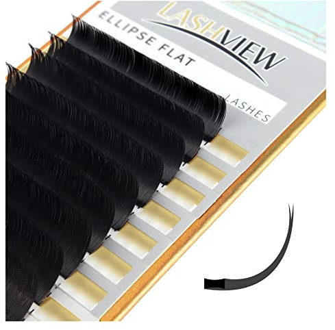 Lashview 0.20mm C Curl Ellipse Flat False Eyelash Extensions Extremely Soft Application-friendly Lashes Mix Tray
