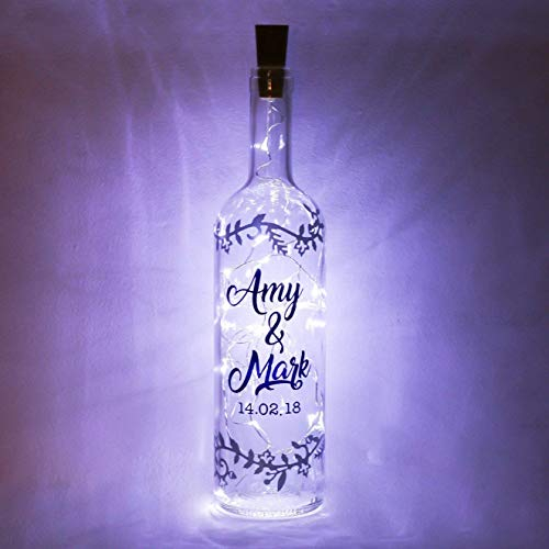 Personalised Engagement Gifts for Couples, Housewarming or Wedding Present, Bottle Light