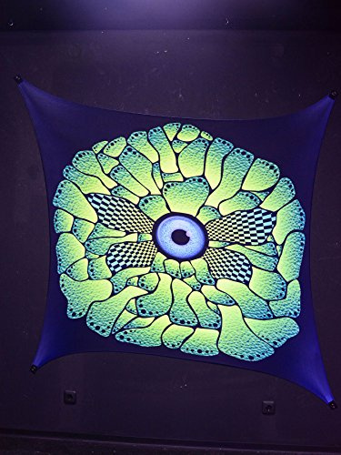 PSYWORK Schwarzlicht Segel Spandex | Goa Lava | 2,25 x 2,25m | UV-aktiv | leuchtend | Wandtuch Wandbehang Stoff Neon Deko Party Tuch Tapestry Poster Psy