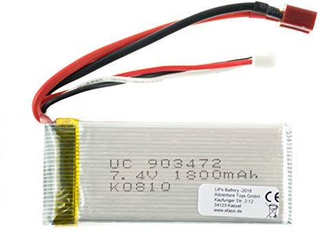 efaso Batterie 7,4v 1800 Mah Li-Po avec Deans Crampon pour WL Jouets L959, L202
