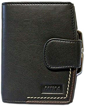 MIKA 14213611 - Geldbörse aus Echt Leder, Portemonnaie im Hochformat, Geldbeutel mit 7 Kreditkarten Fächer, 3 Einschubfächer, 2 Scheinfächer und Münzfach, Brieftasche in schwarz, ca. 12 x 10 x 3 cm