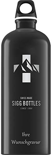 SIGG Alutrinkflasche Mountain Black, 1 Liter, mit Namensgravur