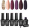 Beetles Gel Nail Polishes- Fall Gold Glitter Gel Nail Polish Set, 6 Colours Red Purple Full Maroon Nail Gel Polish Set, Soak Off Nail Lamp Nail Kit Varnish Manicure DIY