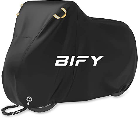 BIFY Fahrradabdeckung/Fahrradhülle/Fahrradplane,L/XL/XXL fahrradplane wasserdicht/Motorradabdeckung,Fahrradabdeckung wasserdicht mit Schlosslöcher,Sonnenschutz und Regen (210TL)