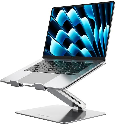 AboveTEK Laptop Ständer, Notebook Ständer mit Verstellbar Multi-Winkel, Laptopständer für MacBook Pro/Air, Computer, Samsung, Surface Laptop (10-17 Zoll) - Silber