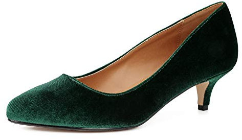 Unisex Men's Women's Classic Low Kitten Heel Pumps Emerald Green EU 42 - US 10.5 Women/9 Men
